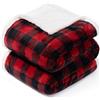 BEAUTEX Coperta in pile Sherpa, super morbida, calda, a quadri di bufalo, coperta leggera e comoda per divano letto (rosso, 127 x 152,4 cm)