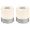 Briloner - Mini lampada da tavolo senza fili, ricaricabile, a batteria, lampada da scrivania dimmerabile, abat jour, USB-C, lampada comodino senza fili, 2W 150lm 2.700K, 7x7 cm, Bianco Caldo, argento