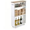 Relaxdays Carrello per nicchia 80x15x45 cm, salvaspazio Bagno/Cucina, 4 Ripiani, 2 Maniglie, con Ruote, Bianco-Naturale