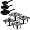 San Ignacio Batteria 8 Pezzi Set Sip CUNE 16/20/24 Cucina, Cromato, Acciaio Inossidabile, Batería + 3 sartenes