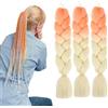 Shangxiu Extension Per Treccine Africane 3pc Jumbo Treccia Extension Capelli Fibra Sintetica Treccia Di Scatola Crochet Twist Braiding Hair (24zoll(3per Pack),arancione biondo)