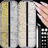 Ruiaqer 2 scatole di perline per nail art micro caviale per unghie, perle bianche e piccole perle in acciaio inossidabile, 0,3-3mm mini caviale dorato argento strass, perline micro bianche beige mini per