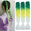 Shangxiu Extension Per Treccine Africane 3pc Jumbo Treccia Extension Capelli Fibra Sintetica Treccia Di Scatola Crochet Twist Braiding Hair (24zoll(3per Pack),verde giallo bianco)