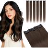 Elailite Extension Capelli Veri Clip Marrone Remy Human Hair Naturali Set da 6 Ciocche Singole con Silk Lace 40cm 40gr per Volume/Mèches (#2 Marrone Scuro)