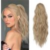 XFSRG 45cm Capelli Mossi Vaporosa Parrucca Donna Capelli Finti Per Acconciature Extension Coda Parrucca Con Banda Elastica Ponytail Naturale Regali Per Donna(Oro)
