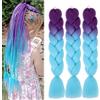 Shangxiu Extension Per Treccine Africane 3pc Jumbo Treccia Extension Capelli Fibra Sintetica Treccia Di Scatola Crochet Twist Braiding Hair (24zoll(3per Pack),B73 viola blu)