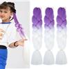 Shangxiu Extension Per Treccine Africane 3pc Jumbo Treccia Extension Capelli Fibra Sintetica Treccia Di Scatola Crochet Twist Braiding Hair (24zoll(3per Pack),B82 viola bianco)