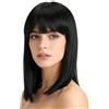 TLDBATICE Parrucca nera nera parrucca corta donna nera lunga Bob donna con frangia cosplay carnevale Halloween abbigliamento quotidiano parrucca nera cambio stile