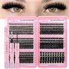 FADLASH 470 ciuffetti di ciglia singole 40-60-80-100-150-200D, extension per ciglia finte con arricciatura a D, kit per ciglia finte con fissaggio e sigillatura, kit di ciglia naturali russe morbide