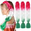 Shangxiu Extension Per Treccine Africane 3pc Jumbo Treccia Extension Capelli Fibra Sintetica Treccia Di Scatola Crochet Twist Braiding Hair (24zoll(3per Pack),rosa rosso bianco verde)