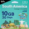 TSIM Sud America eSIM 30 Day-10GB | Rete multi-operatore 5G/4G (Hotspot consentito) | Uso in Brasile, Cile, Colombia, Argentina, Ecuador e altro | eSIM in 24 ore | Attivazione automatica
