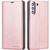 QLTYPRI Custodia per Samsung Galaxy S21 Plus 5G, custodia in pelle PU premium con supporto per carte di credito e supporto magnetico nascosto, custodia a portafoglio - oro rosa