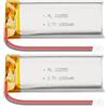 Uxney 3,7 V 3000 mAh Batteria LiPo ricaricabile, batteria al litio-polimero 102050 con protezione PCM, connettore Micro-JST 1,25 mm a 2 pin per ESP32, Arduino, NodeMCU, drone RC (confezione da 2)