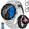 LIGEMI Smartwatch Uomo,1.43 AMOLED Orologio Smartwatch Uomo con Chiamate Bluetooth,123 Modalità Sportive,Monitoraggio Frequenza Cardiaca e Pressione,Cassa Acciaio Inox,per Android iOS(SML21-D)