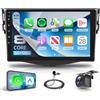 Rimoody 6G+128G 8 Core Android Autoradio per Toyota RAV4 2007-2012, 9 Pollici Schermo Carplay Android Auto Senza Fili Bluetooth FM/RDS/EQ/DSP WiFi GPS Panoramica a 360° Comandi al Volante Retrocamera