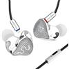 EZ EAR SPA-SG - Cuffie intrauricolari per monitor, audio acustico, 10 mm PEEK+PU composito diaframma interno DD HiFi in ear, superficie diamantata IEMS con cavo IEM a 2 pin (bianco, 3,5 mm con microfono)
