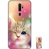 HopMore Nero Cover per Oppo A9 2020 / A5 2020 Silicone Morbide Disegni Custodie Bella Custodia Antiurto Gomma Case Morbido Caso Gel AntiGraffio - Rosa Gatto