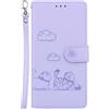 BORYA Custodia per Motorola Edge 60 Neo/Edge 50 Neo/ThinkPhone 25, Pelle PU Portafoglio con Blocco RFID, Slot per Schede, Flip con Supporto, Gattino Carino Antiurto Cover - Viola