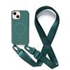 JIYUDZ JIYU Cover Magnetica per iPhone 13 Mini 5.4 con Cordino,Custodia Silicone Compatibile con MagSafe,Cover Silicone Antiurto con Corda Collana Tracolla Laccio Protettiva Case,Verde