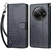 KENHONER Compatibile Cover con Xiaomi Redmi A3 / A3x, Premium Pelle PU Portafoglio Flip Libro Custodia [Protezione Completa] - Nero 3D