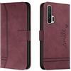 Bravoday Cover per Honor 20 PRO, Flip Custodia in Pelle PU Portafoglio Custodia per Honor 20 PRO, con Slot per Schede, Vino Rosso