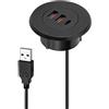 Tmboryuu USB incorporato con splitter di ricarica per scrivania ufficio foro rotondo 3 porte adattatore di ricarica per più dispositivi accessori per computer