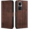 Bravoday Cover per Oppo Reno 10 5G / Reno 10 PRO 5G, Flip Custodia in Pelle PU con Slot per Schede, Portafoglio Custodia per Oppo Reno 10 5G / Reno 10 PRO 5G, Marrone