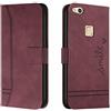 Bravoday Cover per Huawei P10 Lite, Flip Custodia in Pelle PU Portafoglio Custodia per Huawei P10 Lite, con Slot per Schede, Vino Rosso