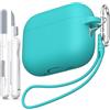 MHYALUDO Custodia per AirPods Pro 3 2025, in morbido silicone di grado militare, assorbe gli urti, per AirPods Pro di terza generazione (cavo USB-C) con cordino e kit di pulizia, LED frontale visibile