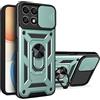 ESTH® Custodia per Honor X8a 4G con Custodia per Fotocamera Scorrevole e Supporto ad Anello [Cover Paraurti Compatibile con Supporto Magnetico per Auto], Verde