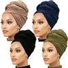 Nonbongoy Turbante lungo e grande da donna, elastico e traspirante, in jersey super morbido, nero, cammello, militare, blu navy