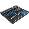 DWIKRYT Mixer audio a 8 canali, audio stereo, Bluetooth, registrazione USB, riproduzione computer, console, amplificatore USB, DJ Live Mixer Bluetooth, con indicatore di livello LED a 10 segmenti