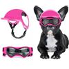 BillionChains Casco per cani con occhiali per cani di piccola taglia - Casco da moto per animali domestici con fori per le orecchie, cinghia regolabile, casco di sicurezza per il ciclismo con cani