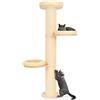 Pet Violet Cat Tower A Tiragraffi 185 cm, Montaggio a Parete, Colonne in Sisal Premium, 3 Piattaforme con Cuscini Lavabili, Stabile e Salvaspazio, Beige