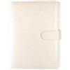 JIANTA A5 Raccoglitore ad 6 Anelli, Copertina per Raccoglitore a 6 Anelli in Pelle PU Ricaricabile per Carta di Riempimento A5, Texture Coccodrillo (Bianco, Carta Interna Non Inclusa)