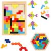 SHSHbuy Puzzle Tangram Russo,2PCS Puzzle di Legno Tetris,Montessori Jigsaw Rompicapo,Tangram in Legno Colorato Blocchi Geometrici Regali Educativi per Bambini