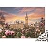 UXINYOUME Big Ben Giardino di Rose Puzzle 1000 Pezzi Gioco di Puzzle 1000 Pezzi Adulti Tramonto Regalo 38x26cm/1000pcs