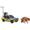Jurassic World Jurassic Park Track & Explore - Kit per auto, 1 dinosauro e 2 accessori