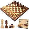 TEGOVE Scacchiera in Legno 3 in 1,Scacchiera Magnetica in Legno,Portatili Scacchi Pieghevole,Backgammon e Dama,per Bambini e Adulti,Ideale per Feste,Viaggio e Attività Familiari (29 * 29 cm)