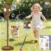 deAO Macchina per Bolle di Sapone Automatica per Bambini, Portatile Macchina per Bolle con Telecomando, Luci, 118 ml di Soluzione, Regalo Bambini di Compleanno, Adatto per Festa All'aperto, Matrimonio