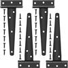 Jesustree Set di 4 Cerniere a T, 6 PolliciCerniere per Porta Cancello Zincata, Cerniera Porta Esterna con Viti, per Porte Legno, Finestre Giardino Porte di Fienili, Nero,