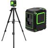Aicharynic Laser a linee incrociate con treppiede, livella laser a croce verde, laser a 360°, autolivellante, con treppiedi da 1 m, laser a croce da 30 m, per interni ed esterni, cantieri fai da te
