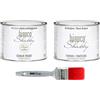 bianco Shabby CHALK PAINT Crema Antica & FINITURA + PENNELLO - Pittura Shabby Chic EXTRA OPACA (500 ml) + Finitura Trasparente Opaco (500 ml) + 1 Pennello Pro 40 mm