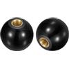 QUARKZMAN 2Pcs Pomelli Sferici Filettati, Filettatura Femmina M12 Pomello Termoindurente 40mm Diametro Maniglie Operative Tonde con Inserti in Rame per Maniglie Leva Macchina, Nero