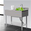 CHERIKIU 1 lavello professionale in acciaio inox, con cestello filtro e rubinetto, 100 x 60 x 80 cm, multifunzione a destra deluxe, per cucina, lavanderia, garage