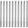 QUARKZMAN 10Pz #2 Punte Cacciavite Phillips PH2 1/4 Gambo Esagonale 4.33 (110mm) Lungo Acciaio S2 Magnetiche Inserti per Avvitatore Cacciavite Elettrico Punte Trapano 0.236 (6mm) Asta