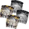 HYFEEL Pettini laterali per capelli, piccoli, pettinino per capelli alla francese, accessorio decorativo per chignon, accessori per lo styling dei capelli, 4 pezzi (nero, marrone onice)
