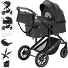 Daliya FLEXI-PRO M 2 in 1 Passeggino combinato e passeggino - Set XXL - Passeggino da viaggio con una sola mano, protezione dalle intemperie, seggiolino sportivo, borsa fasciatoio, tavolo da gioco