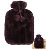 Gvblkq Borsa 'acqua con copertina morbida, 2 litri, copertura per borsa 'acqua calda in finta peluche, aiuta ad alleviare dolori muscolari crampi mestruali per 6-8 ore per mantenersi al caldo