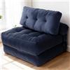 Plasaig Divano Letto Singolo 2 in 1 Pieghevole in Velluto a Coste Salvaspazio, Divano a 1 Posto, Poltrona Letto per Monolocale e Camera Ospiti, 190x85cm (Blu)